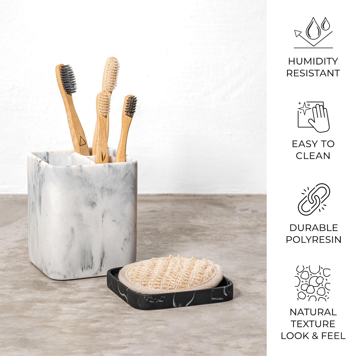 Countertop Marble Stand Bathroom Organizer with Detachable Tray