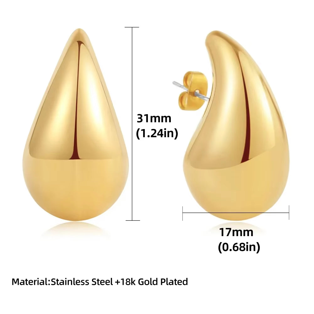 Lola's Chunky Tear Drop Earrings for Women 925 Sterling Silver and Gold Plated Earrings Dupes