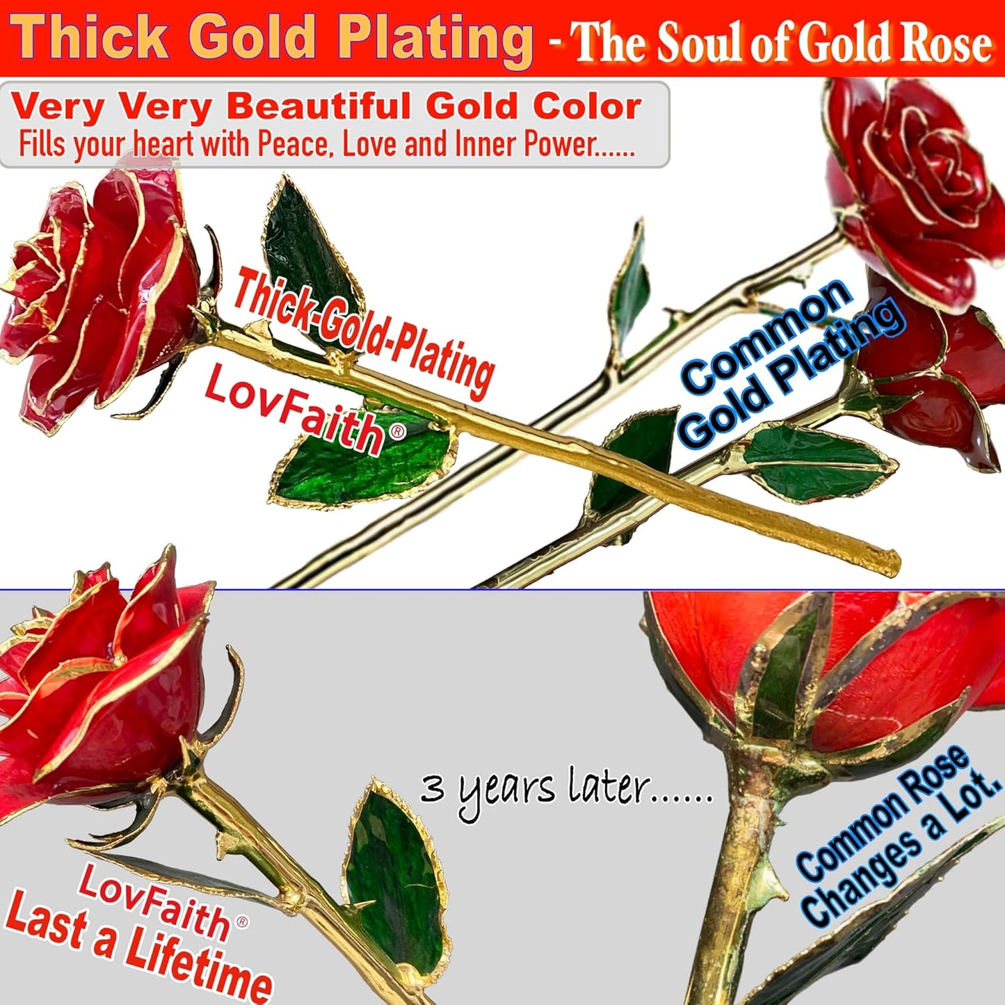 Luxurious Real Rose Dipped 24K Gold with Crystal Stand (C41. Pink -Thick Gold Blooming)