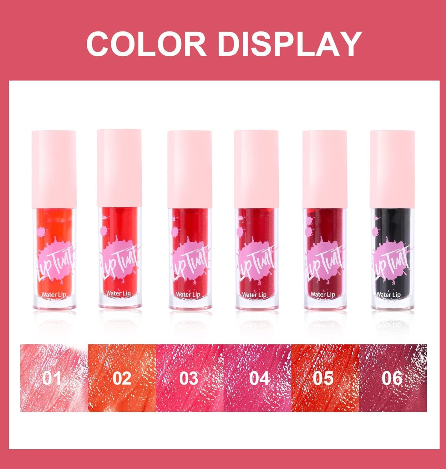 6 Colors Water Lip Tint Stain, 2 in 1 Lip & Cheek Tint Moisturizing Mini Liquid Lipstick, Matte Velvet Water Tint Lip Gloss, Blusher Water Tint Makeup, Long-Lasting Waterproof Non-Sticky Lip Glaze (#06)