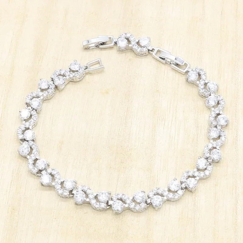 Elegant and Luxurious White Freshwater Zircon Pearl Silver 925 Jewelry Set for Women 