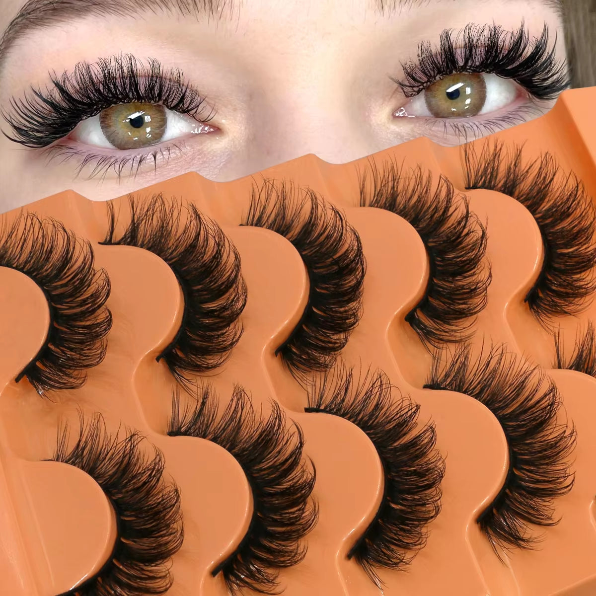 5 Pairs Fluffy Eyelashes 8D Volume False Lashes Russian Strip Extensions Thick Soft Curly 