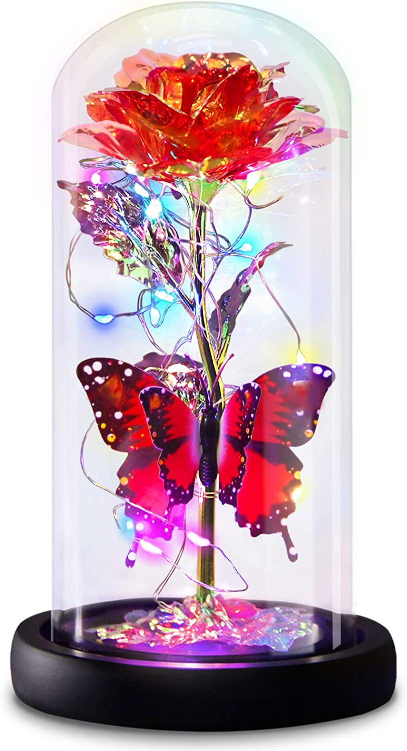  Enchanted Infinity Rose in Glass Dome,  Luxurious Gift 