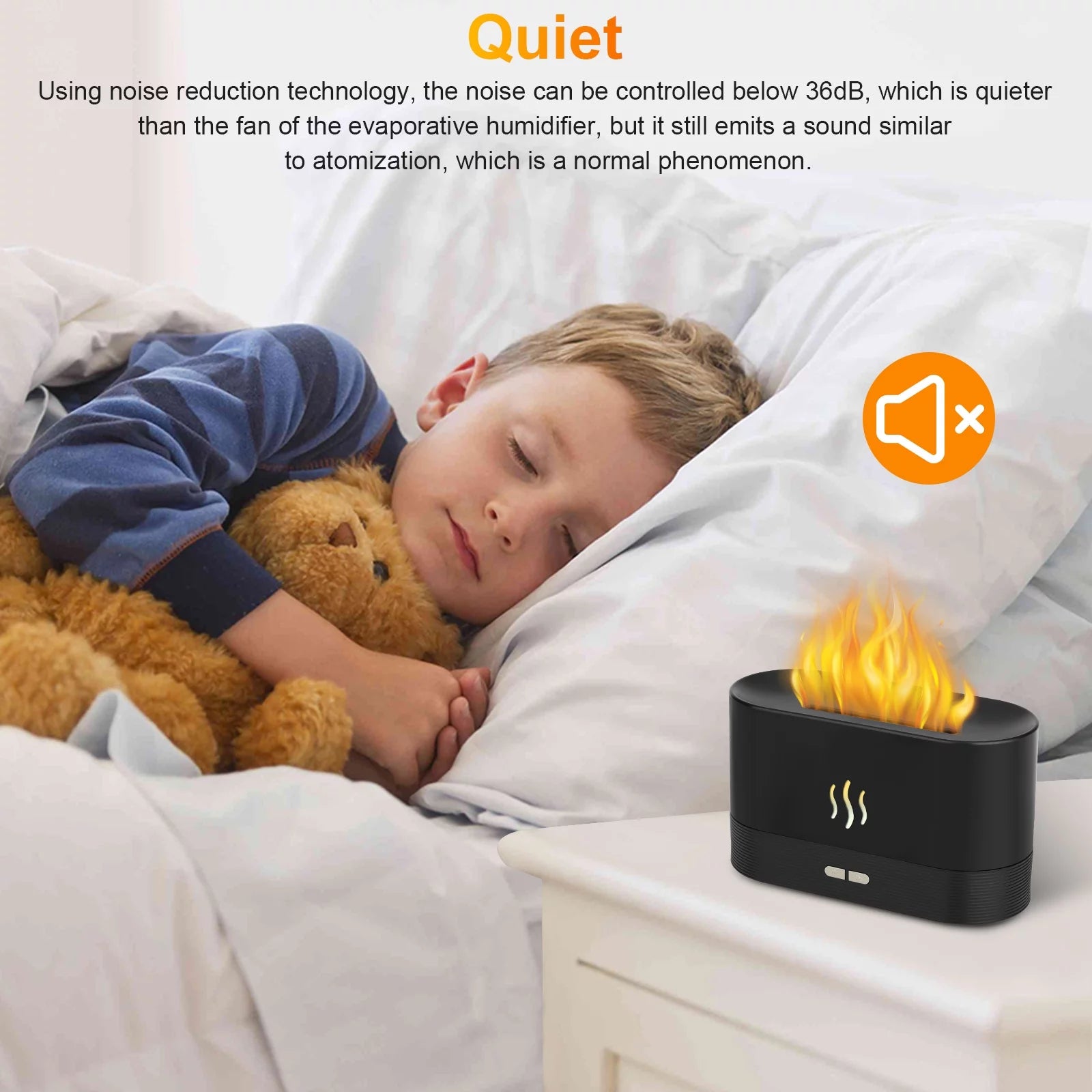  Hot Flame Air Humidifier Essential Oil Diffuser, TSV 3D USB 7 Color Light Aroma Diffuser for Home, Office, Spa, Gym