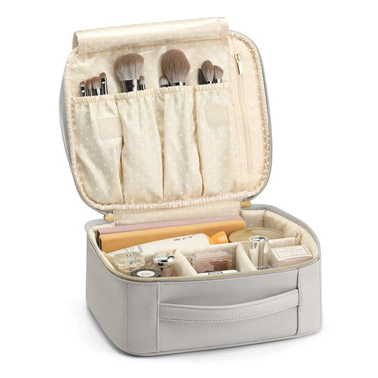 Lola's Travel Makeup Cosmetic Case Organizer Portable Storage Bag with Adjustable Divider（Gray）