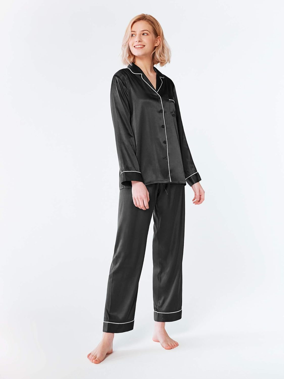 Lola's High Quality Silk Satin Set Soft Loungewear /Pj Button down Long Sleeve  2 Piece S-XL