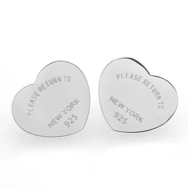 Popular Stud Earrings, Popular Heart Earrings, Anti-Allergic Titanium Steel T Home Earrings Wholesale