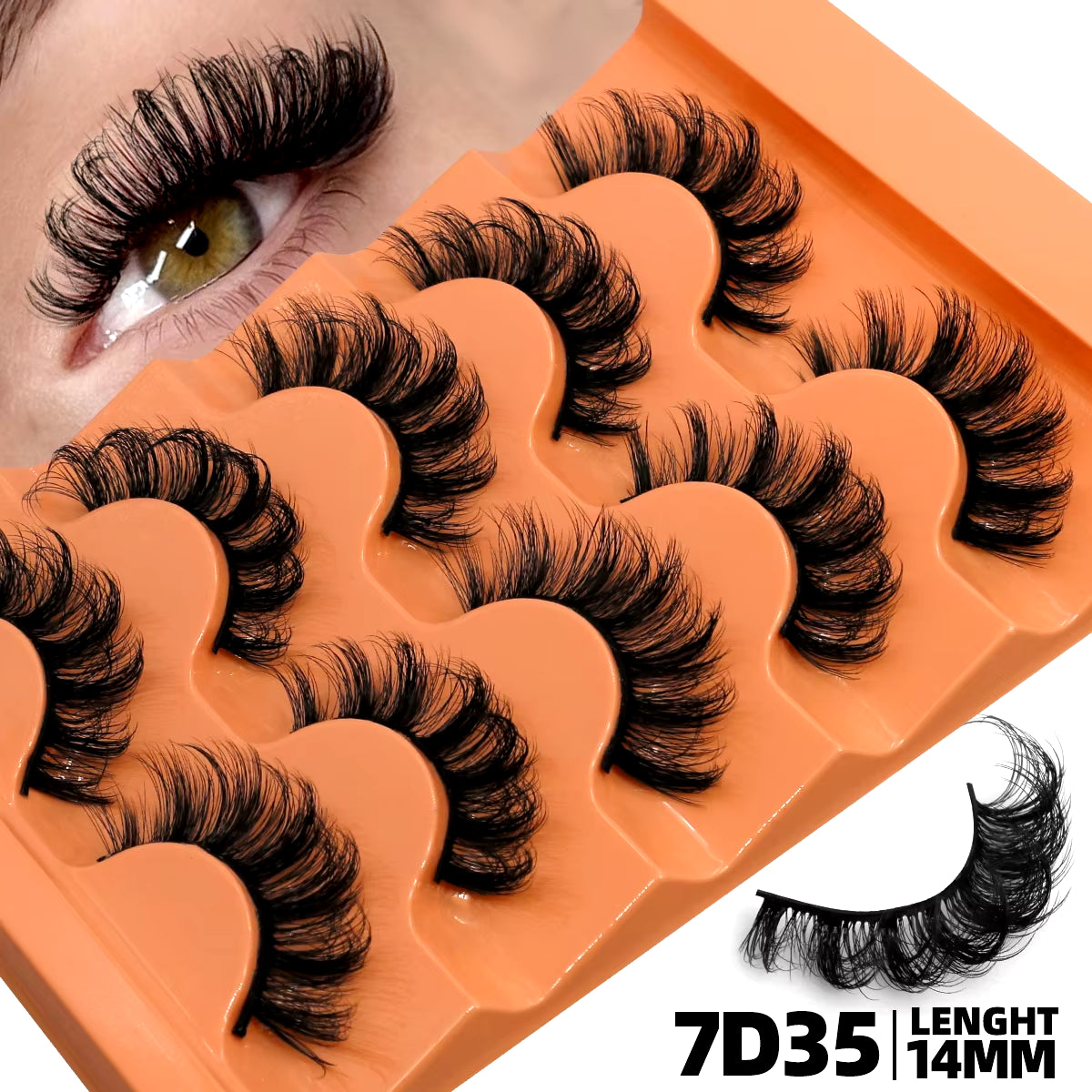 5 Pairs Fluffy Eyelashes 8D Volume False Lashes Russian Strip Extensions Thick Soft Curly 