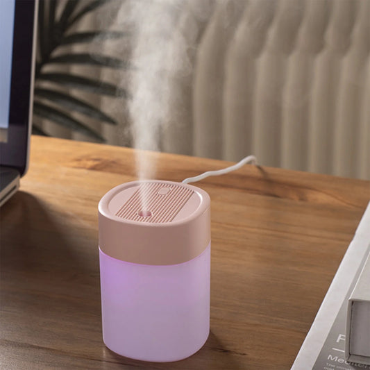 Pompotops Portable Mini USB Humidifier with Light, 200 ML Quiet Cool Mist Humidifier for Bedroom and Office, Plants, Easy to Clean, Home Supplies