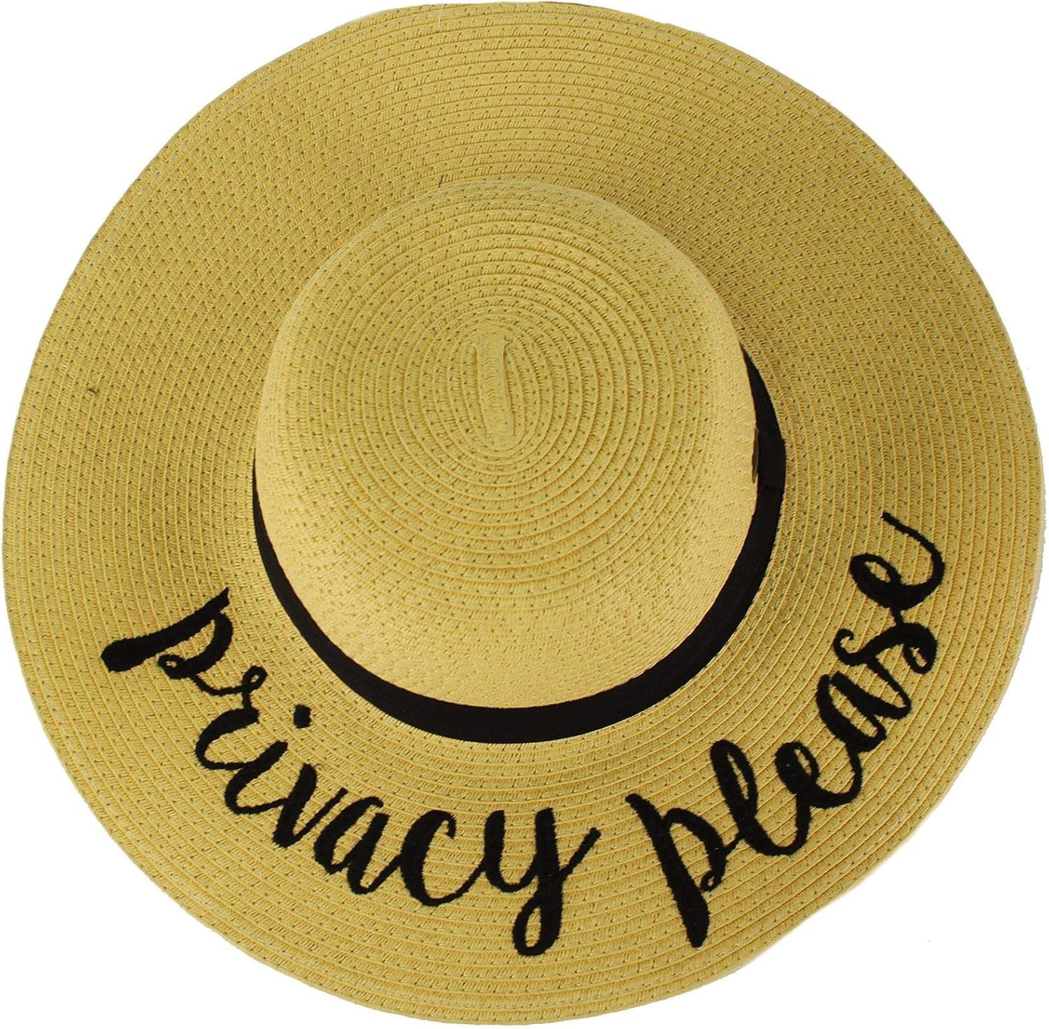 Fun Verbiage Elegant Wide Brim 4" Summer Derby Beach Pool Floppy Dress Sun Hat