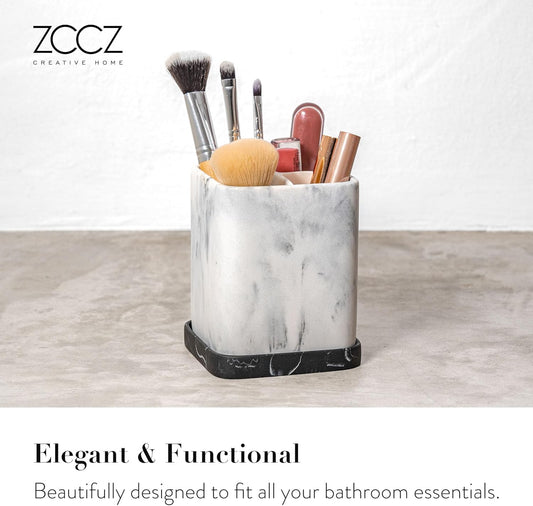  Countertop Marble Stand Bathroom Organizer with Detachable Tray