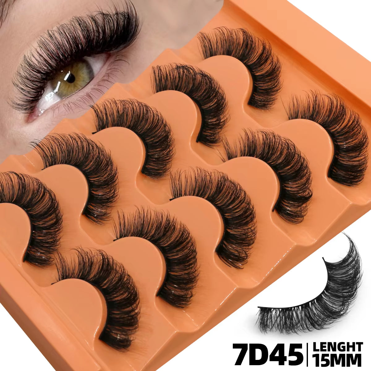 5 Pairs Fluffy Eyelashes 8D Volume False Lashes Russian Strip Extensions Thick Soft Curly 