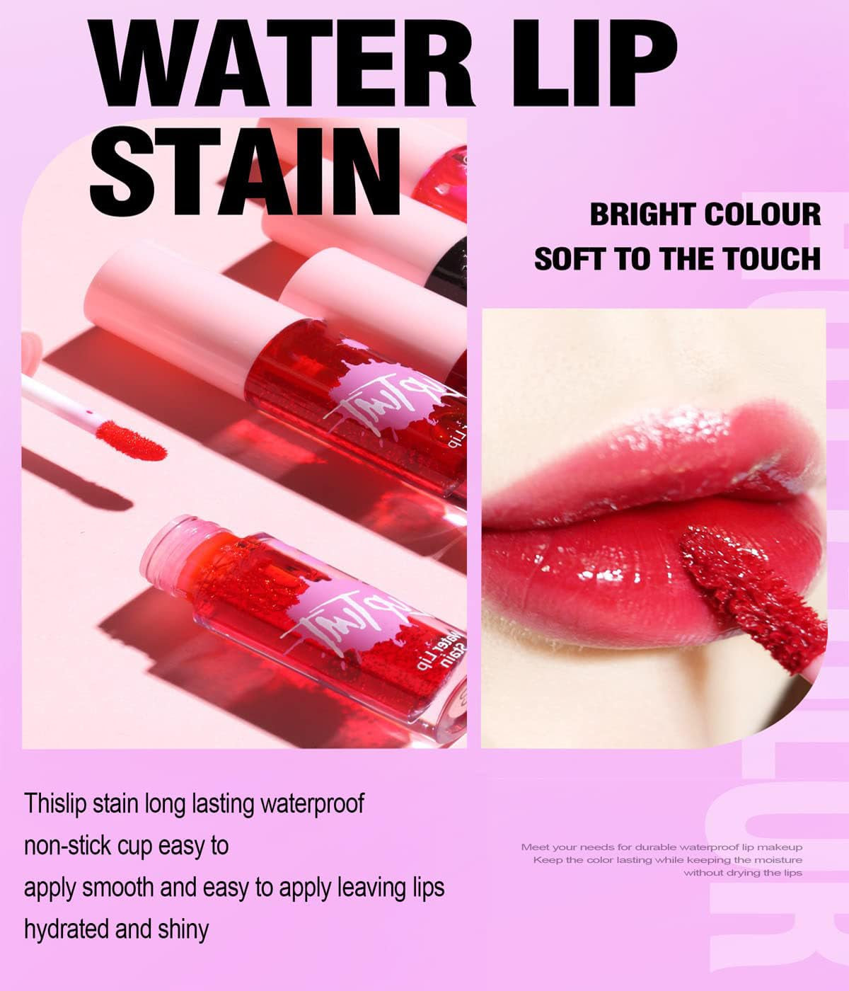 6 Colors Water Lip Tint Stain, 2 in 1 Lip & Cheek Tint Moisturizing Mini Liquid Lipstick, Matte Velvet Water Tint Lip Gloss, Blusher Water Tint Makeup, Long-Lasting Waterproof Non-Sticky Lip Glaze (#06)