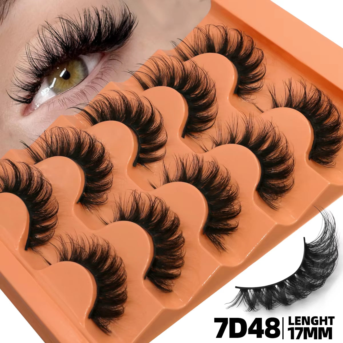 5 Pairs Fluffy Eyelashes 8D Volume False Lashes Russian Strip Extensions Thick Soft Curly 