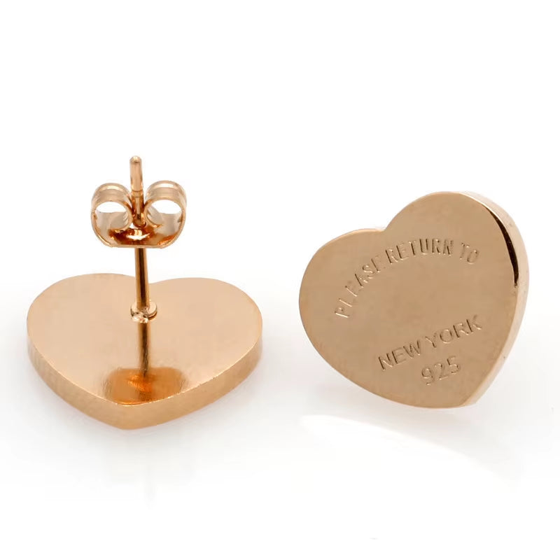 Popular Stud Earrings, Popular Heart Earrings, Anti-Allergic Titanium Steel T Home Earrings Wholesale