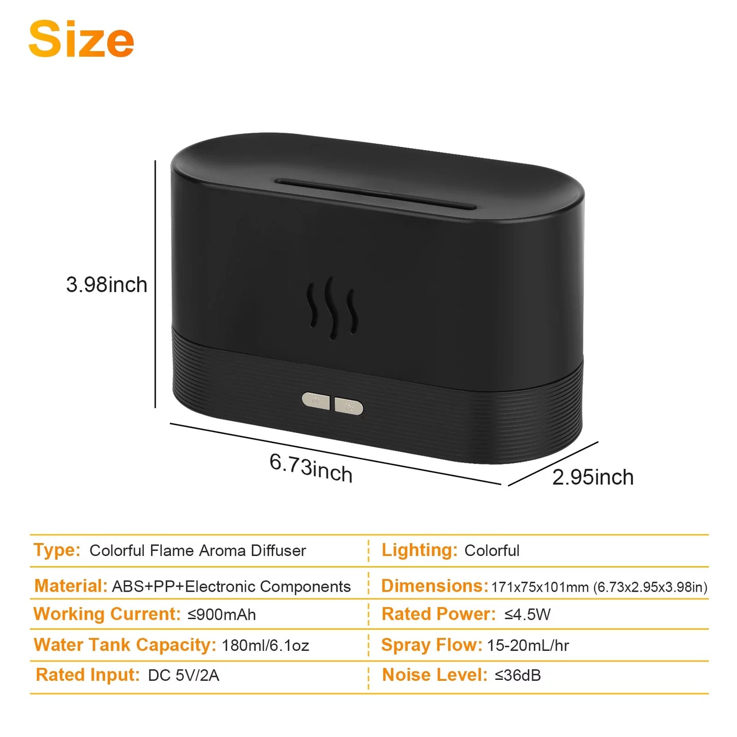  Hot Flame Air Humidifier Essential Oil Diffuser, TSV 3D USB 7 Color Light Aroma Diffuser for Home, Office, Spa, Gym