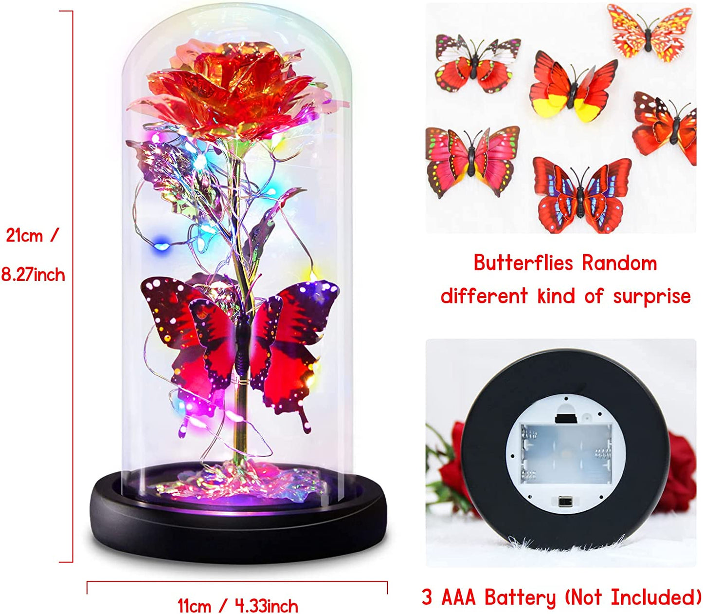  Enchanted Infinity Rose in Glass Dome,  Luxurious Gift 