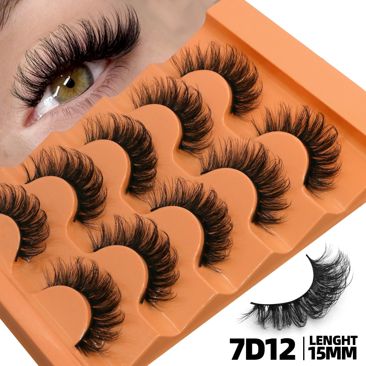 5 Pairs Fluffy Eyelashes 8D Volume False Lashes Russian Strip Extensions Thick Soft Curly 