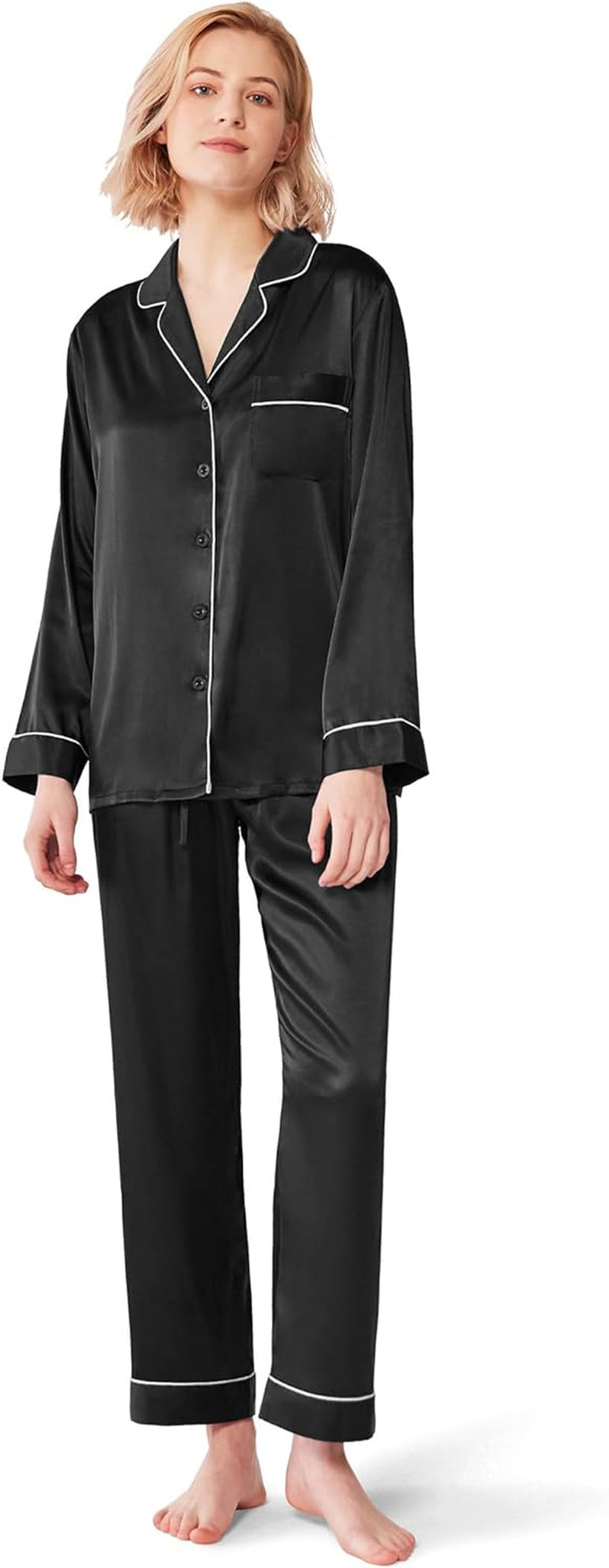Lola's High Quality Silk Satin Set Soft Loungewear /Pj Button down Long Sleeve  2 Piece S-XL