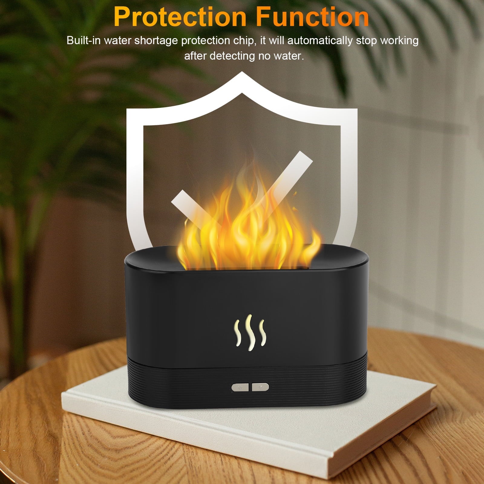  Hot Flame Air Humidifier Essential Oil Diffuser, TSV 3D USB 7 Color Light Aroma Diffuser for Home, Office, Spa, Gym