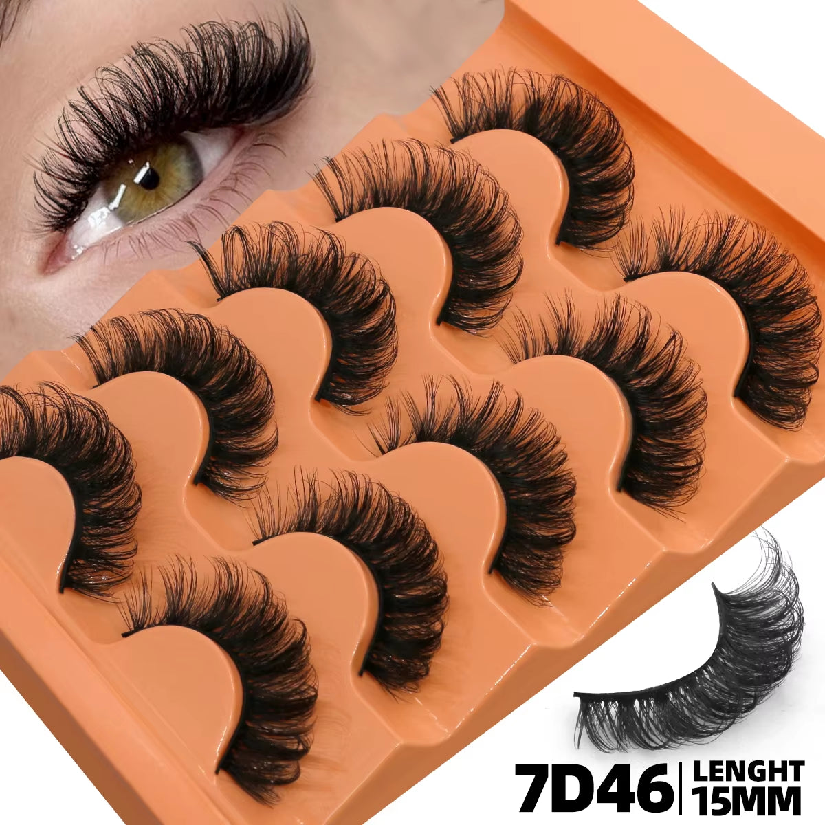 5 Pairs Fluffy Eyelashes 8D Volume False Lashes Russian Strip Extensions Thick Soft Curly 