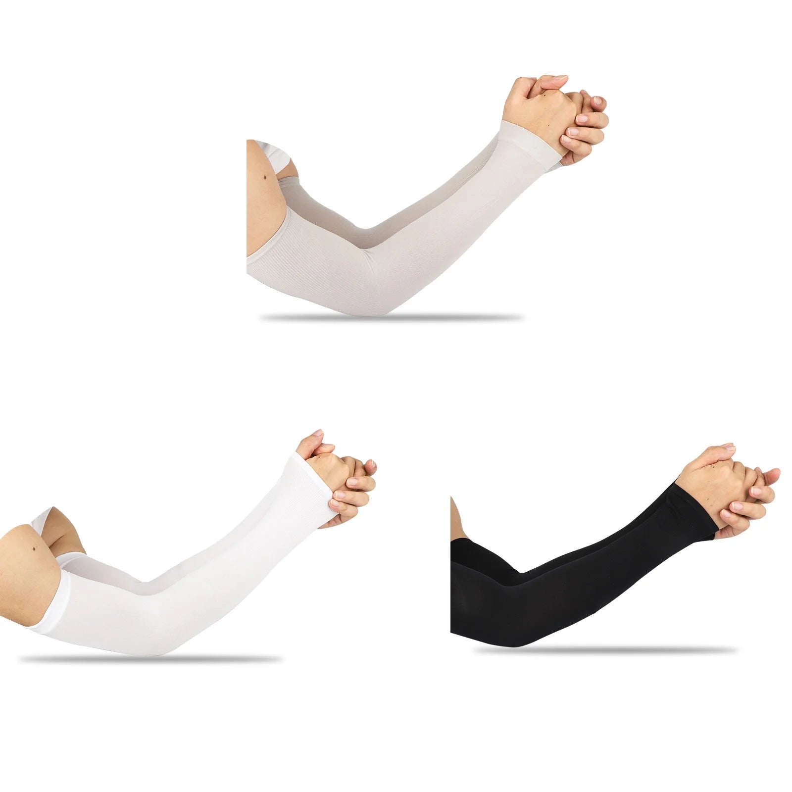 3 Pairs of Cooling Arm Sleeves, Eeekit UV Sun Protection Arm Sleeves for Men Women, Long Ice Silk Sun Protective Arm Sleeves Cover for Cycling Outdoor Sports Golf Running, 13.8Inch