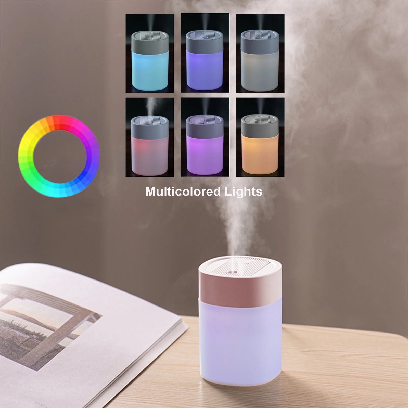 Pompotops Portable Mini USB Humidifier with Light, 200 ML Quiet Cool Mist Humidifier for Bedroom and Office, Plants, Easy to Clean, Home Supplies
