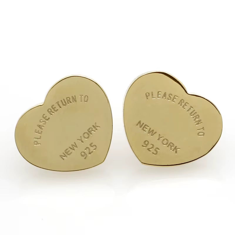 Popular Stud Earrings, Popular Heart Earrings, Anti-Allergic Titanium Steel T Home Earrings Wholesale