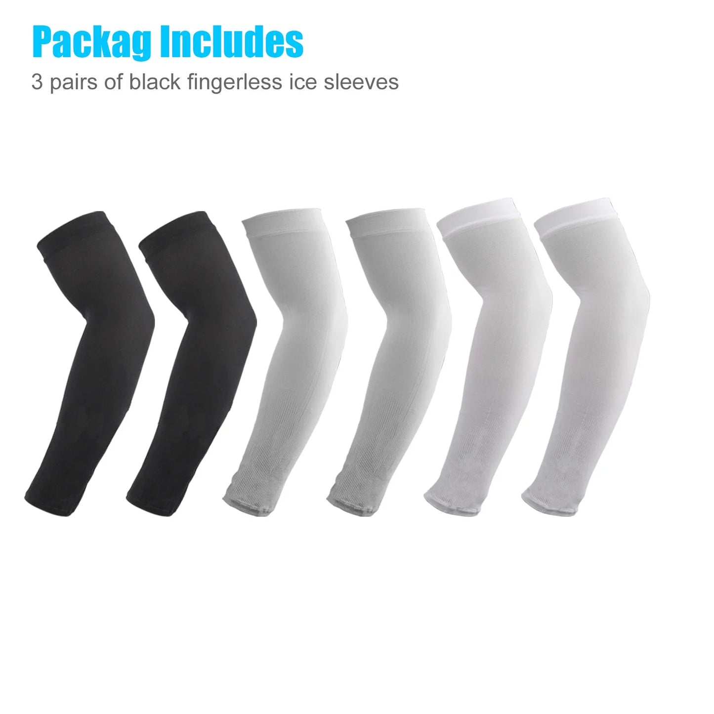 3 Pairs of Cooling Arm Sleeves, Eeekit UV Sun Protection Arm Sleeves for Men Women, Long Ice Silk Sun Protective Arm Sleeves Cover for Cycling Outdoor Sports Golf Running, 13.8Inch