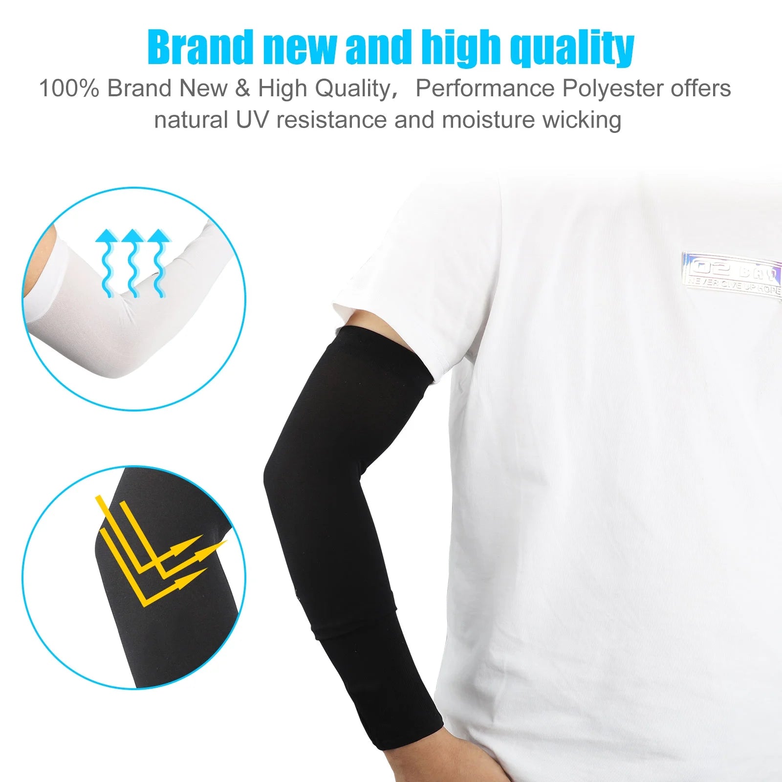 3 Pairs of Cooling Arm Sleeves, Eeekit UV Sun Protection Arm Sleeves for Men Women, Long Ice Silk Sun Protective Arm Sleeves Cover for Cycling Outdoor Sports Golf Running, 13.8Inch