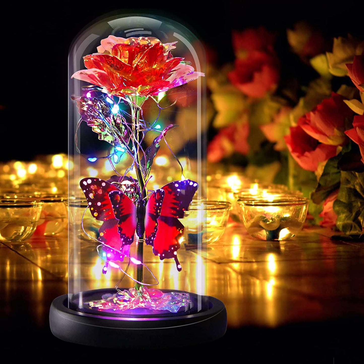  Enchanted Infinity Rose in Glass Dome,  Luxurious Gift 