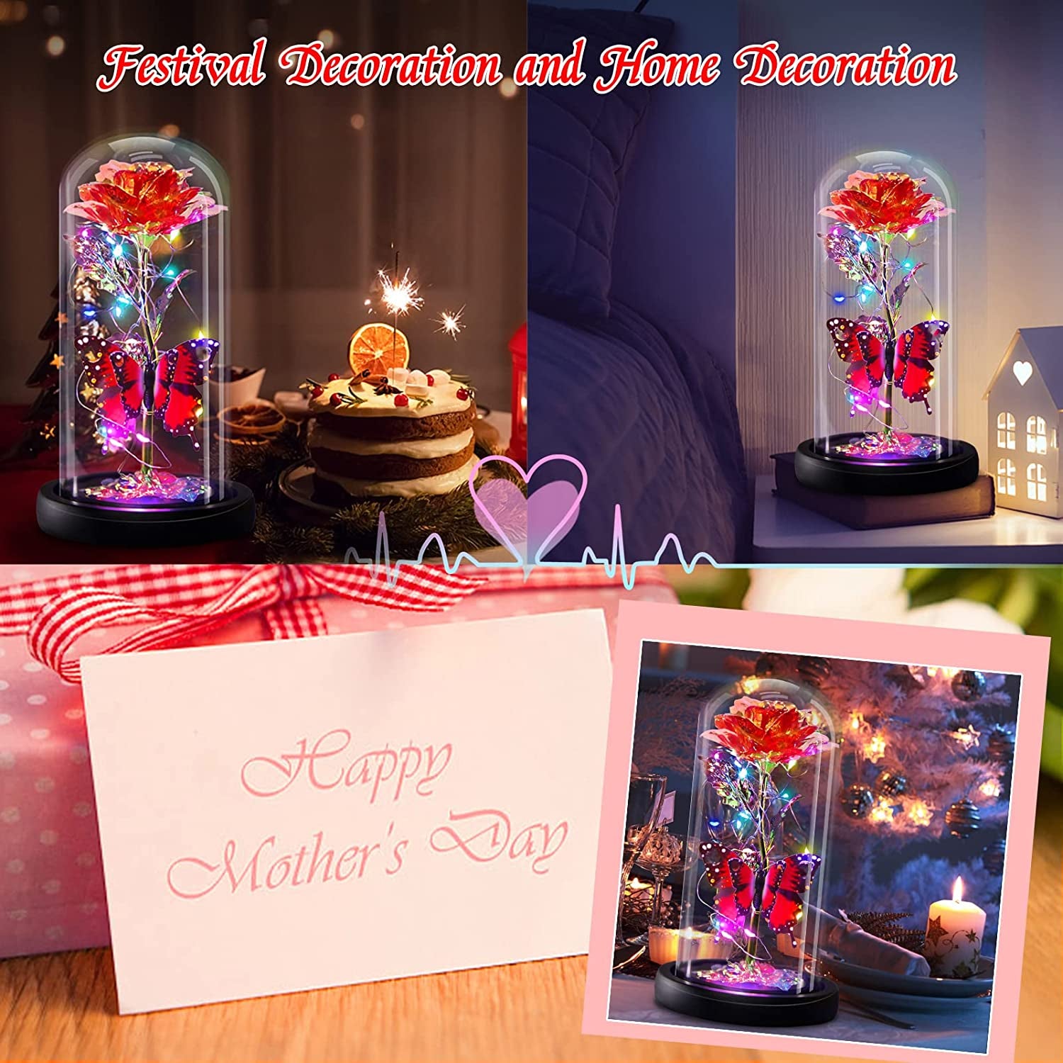  Enchanted Infinity Rose in Glass Dome,  Luxurious Gift 