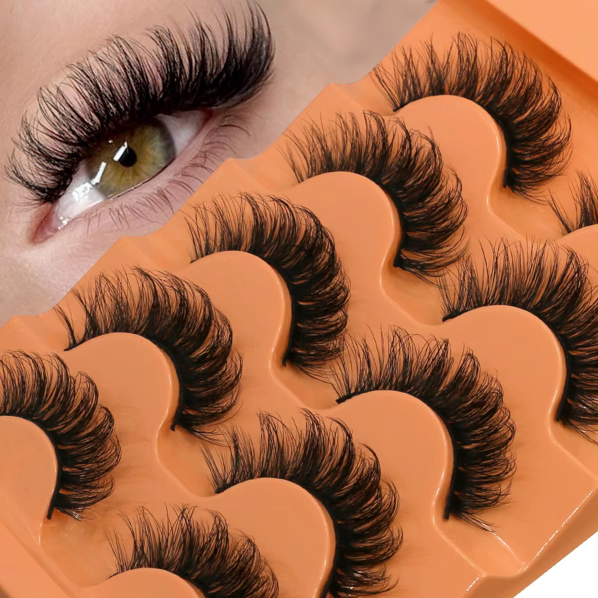 5 Pairs Fluffy Eyelashes 8D Volume False Lashes Russian Strip Extensions Thick Soft Curly 