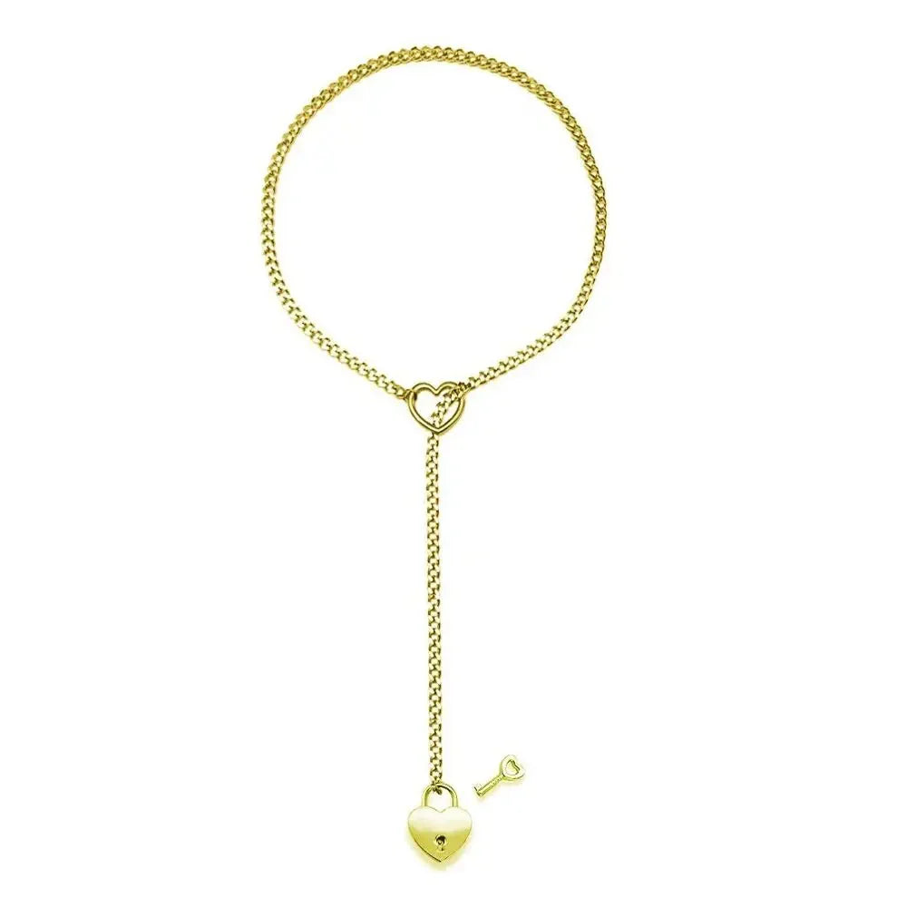 Lola's luxury Y-Style Adjustable Necklace with Key & Heart Lock Pendant