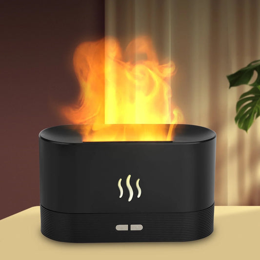  Hot Flame Air Humidifier Essential Oil Diffuser, TSV 3D USB 7 Color Light Aroma Diffuser for Home, Office, Spa, Gym
