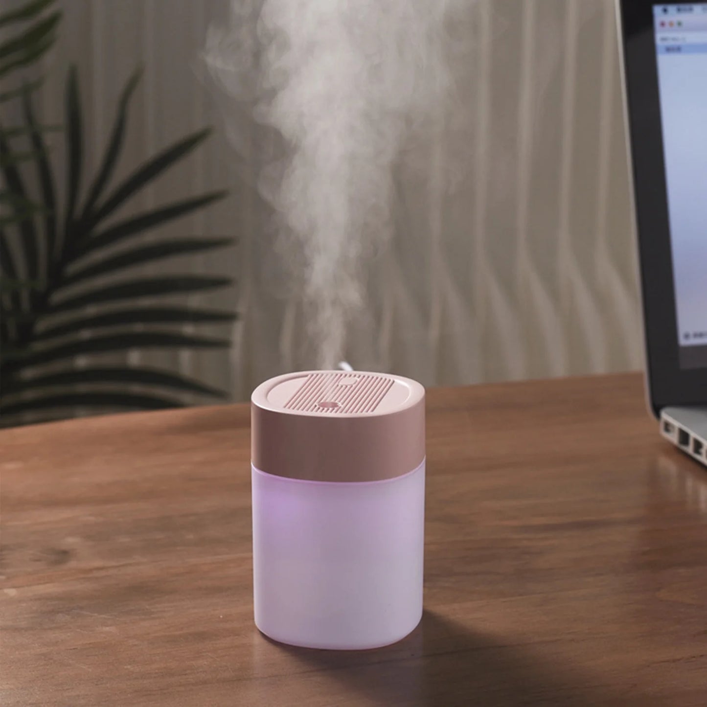 Pompotops Portable Mini USB Humidifier with Light, 200 ML Quiet Cool Mist Humidifier for Bedroom and Office, Plants, Easy to Clean, Home Supplies