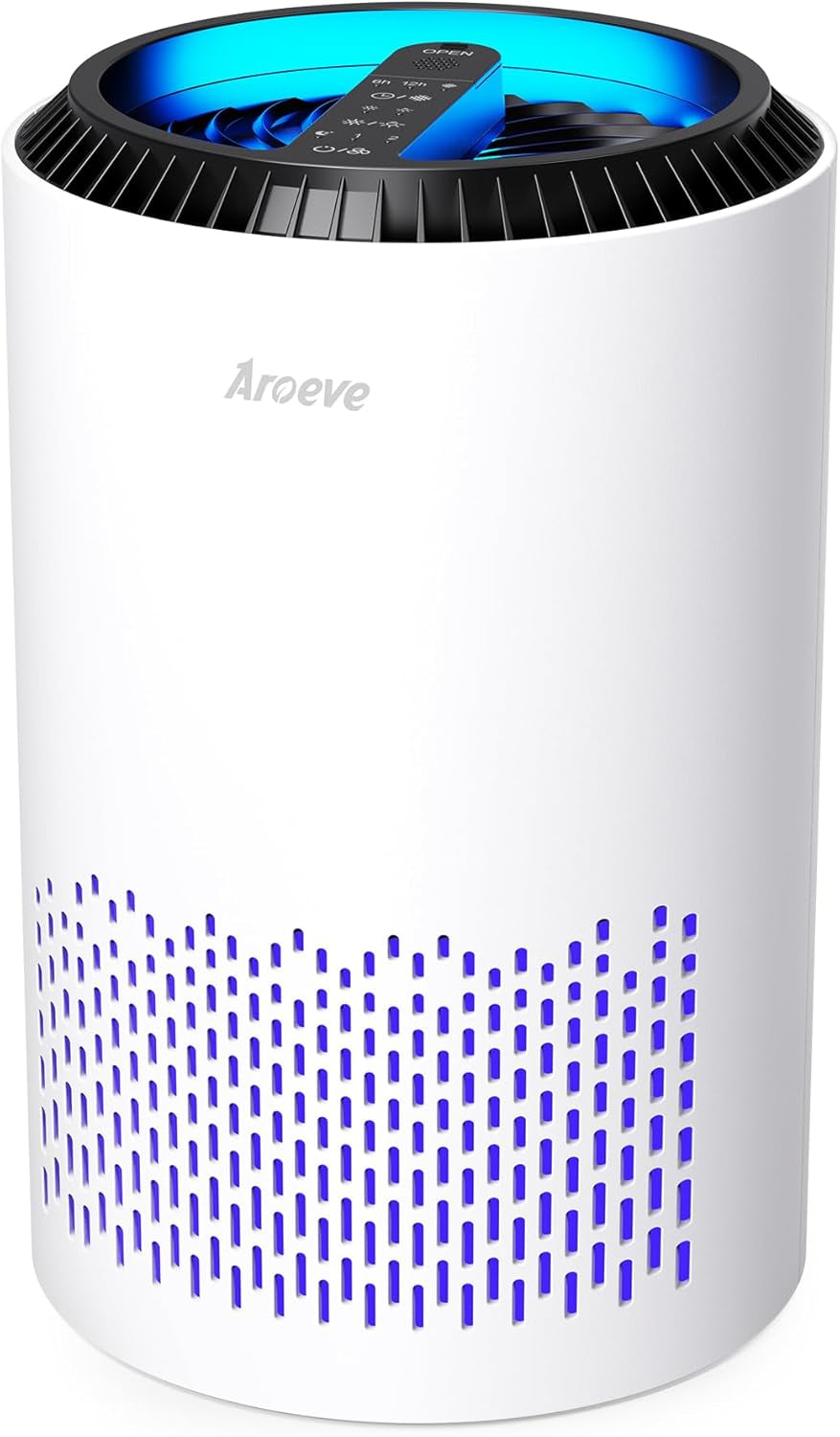 Air Purifiers; Smoke Pollen Dander Hair Smell Air Cleaner with Sleep Mode Speed Control for Bedroom and Office; White(Available for California)