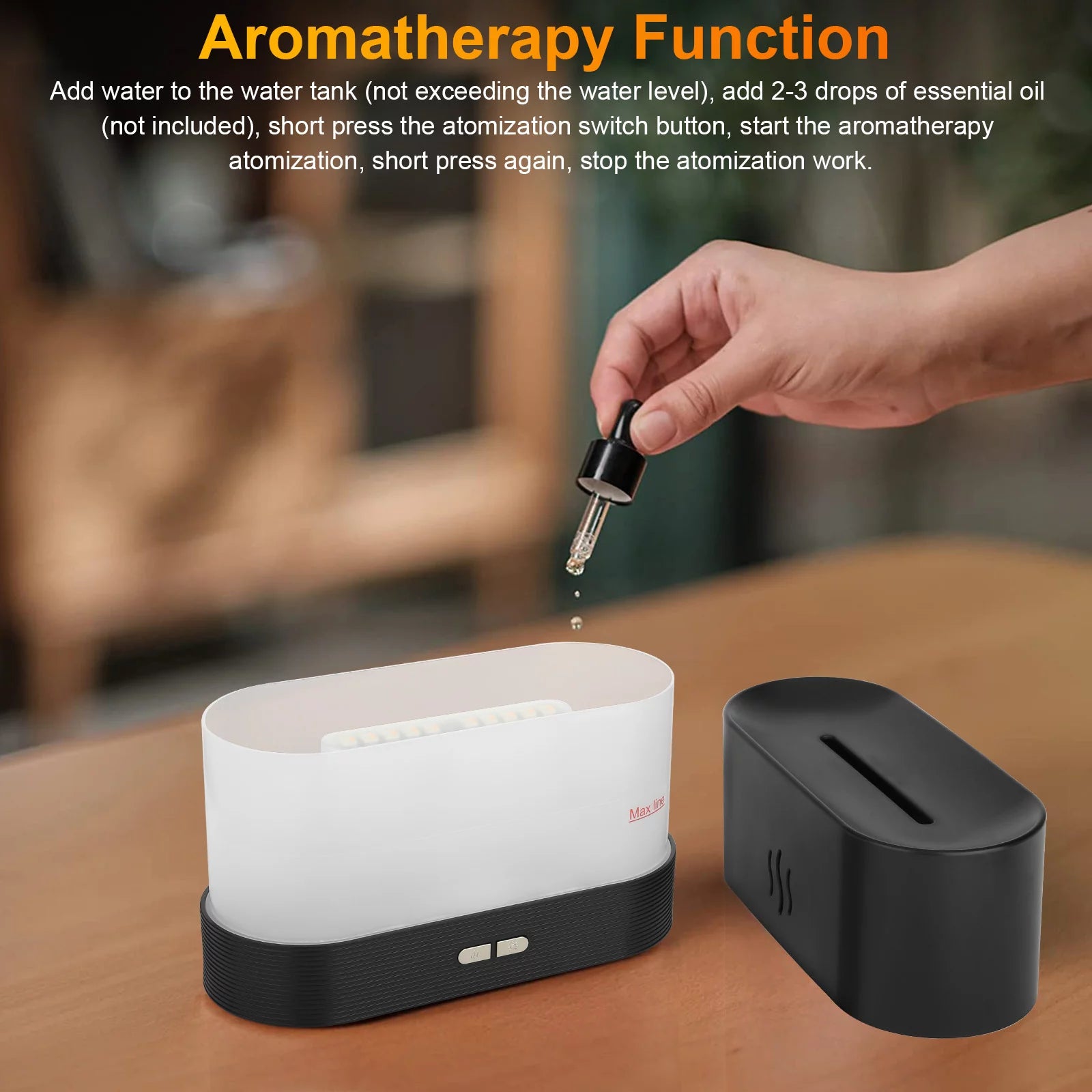  Hot Flame Air Humidifier Essential Oil Diffuser, TSV 3D USB 7 Color Light Aroma Diffuser for Home, Office, Spa, Gym