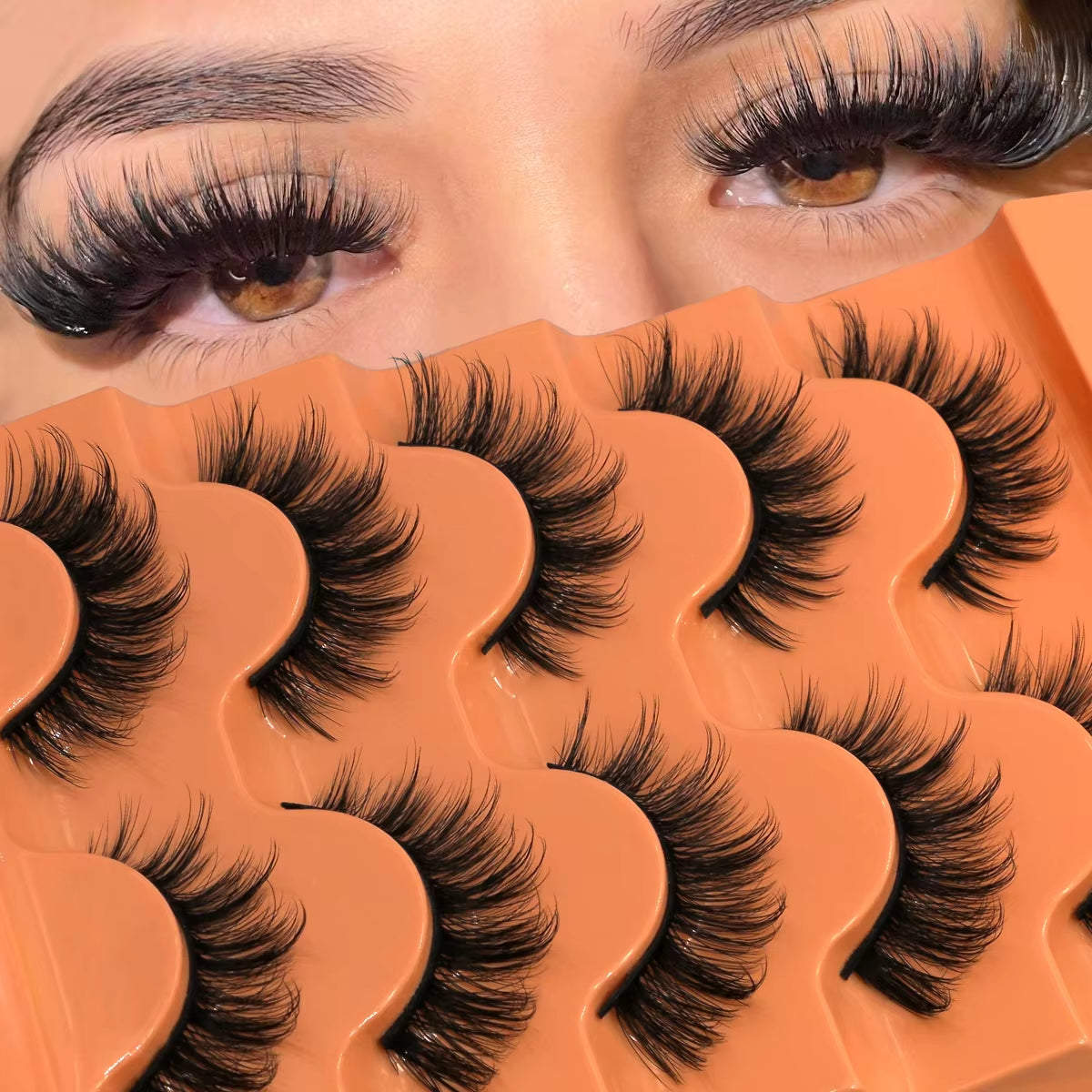 5 Pairs Fluffy Eyelashes 8D Volume False Lashes Russian Strip Extensions Thick Soft Curly 
