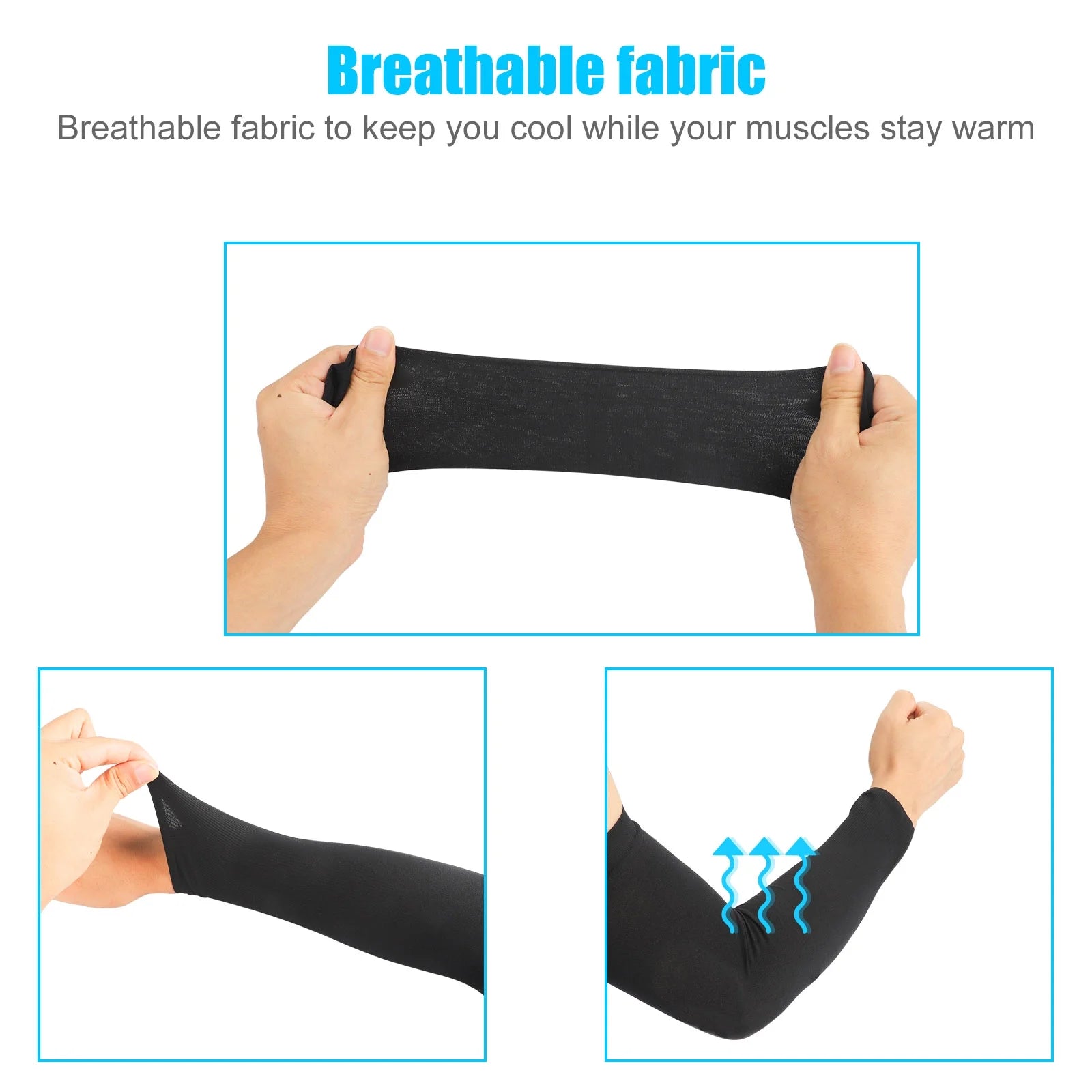 3 Pairs of Cooling Arm Sleeves, Eeekit UV Sun Protection Arm Sleeves for Men Women, Long Ice Silk Sun Protective Arm Sleeves Cover for Cycling Outdoor Sports Golf Running, 13.8Inch